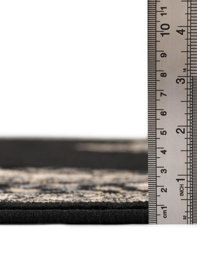 Black 6' 1 x 6' 1 Reza Round Area Rug 100% Polypropylene Easy Clean Traditional Motif Classic Carpet for Home Interiors for Sale at Rug Engine