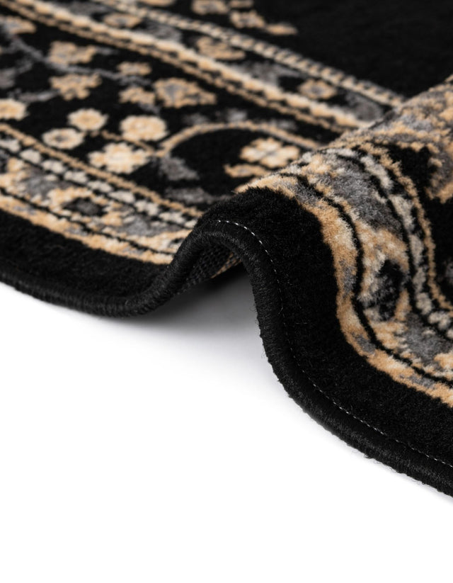 Black 6' 1 x 6' 1 Reza Round Area Rug 100% Polypropylene Easy Clean Traditional Motif Classic Carpet for Home Interiors for Sale at Rug Engine