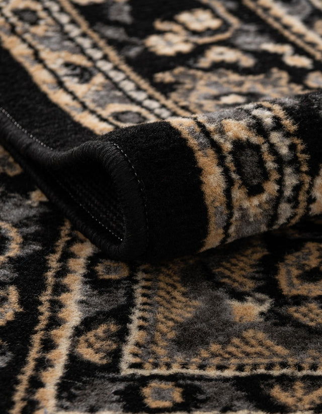 Black 7' 10 x 7' 10 Reza Square Area Rug 100% Polypropylene Easy Clean Traditional Motif Classic Carpet for Home Interiors for Sale at Rug Engine