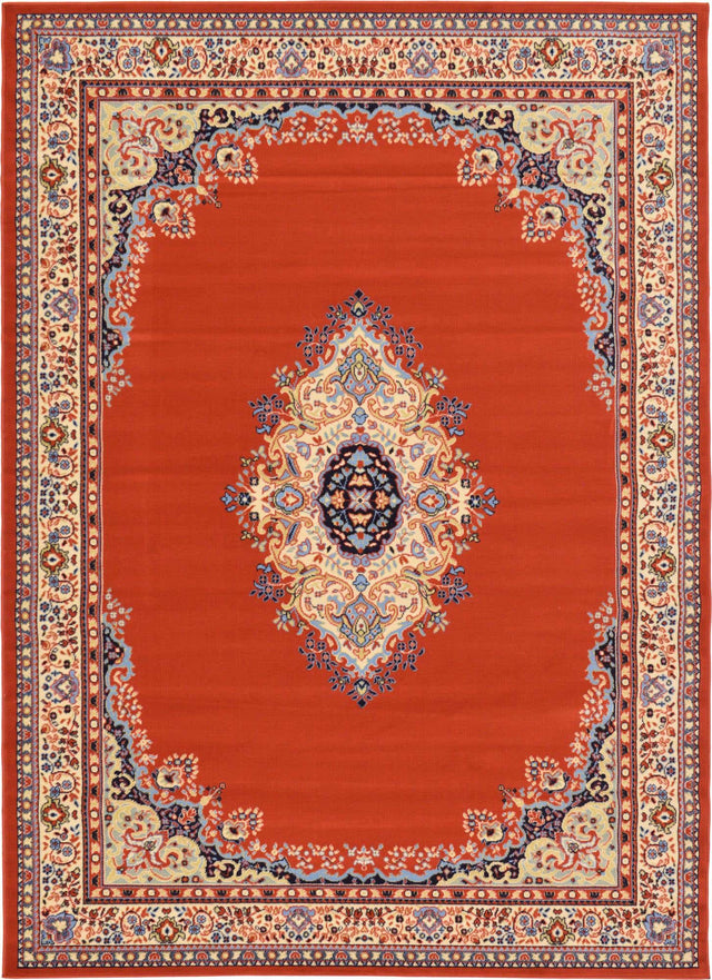 Terracotta 7' 1 x 10' Reza Rectangle Area Rug 100% Polypropylene Easy Clean Traditional Motif Classic Carpet for Home Interiors for Sale at Rug Engine
