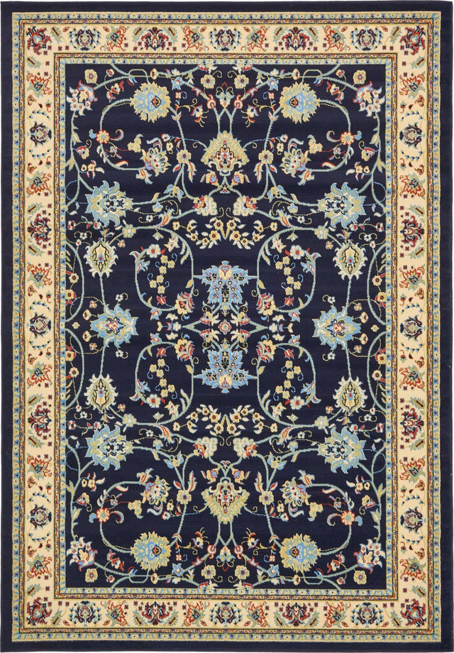 Navy Blue 7' 1 x 10' Sialk Hill Rectangle Area Rug 100% Polypropylene Durable Easy Clean Classic Traditional Design Carpet for Interior Design for Sale at Rug Engine