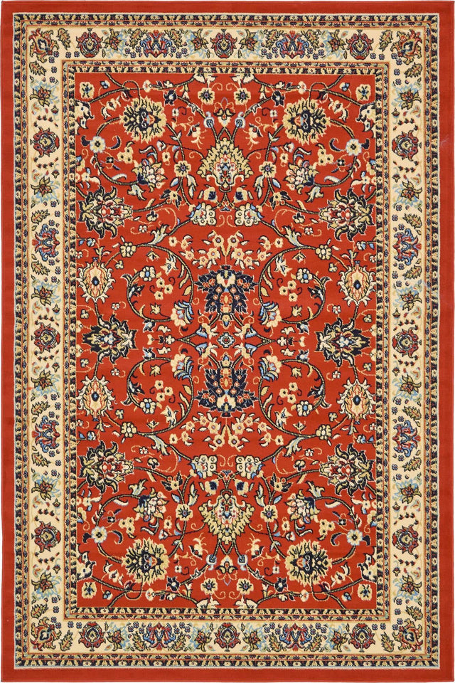 Terracotta 6' 1 x 9' Sialk Hill Rectangle Area Rug 100% Polypropylene Durable Easy Clean Classic Traditional Design Carpet for Interior Design for Sale at Rug Engine