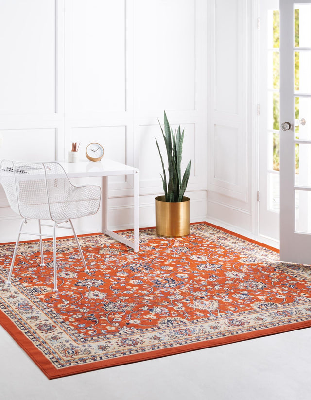 Terracotta 7' 10 x 7' 10 Sialk Hill Square Area Rug 100% Polypropylene Durable Easy Clean Classic Traditional Design Carpet for Interior Design for Sale at Rug Engine