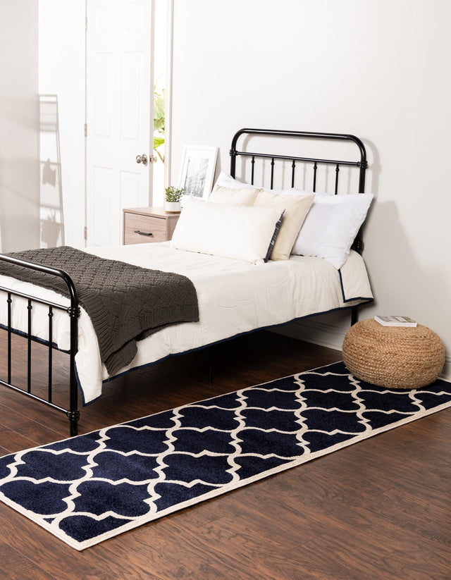 Navy Blue 2' x 8' Trellis Runner Area Rug