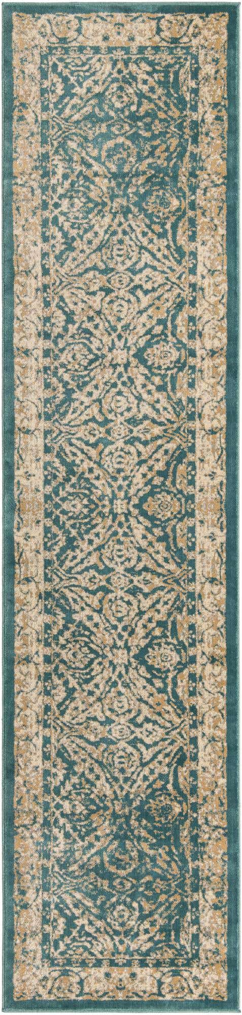 Teal 3' x 13' 1 Oslo Runner Area Rug 100% Polypropylene Traditional Classic Vintage Distressed Carpet for Indoor Home Decor for Sale at Rug Engine