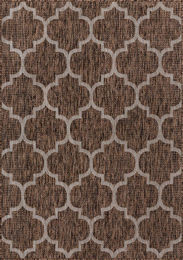 Brown 4' 1 x 6' 1 Outdoor Trellis Rectangle Area Rug Weather Resistant for Patio, Deck, Terrace, Balcony, Porch Geometric Design Water Safe Outside Carpet for Sale at Rug Engine