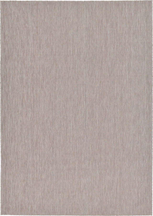 Beige 7' 10 x 11' Outdoor Solid Rectangle Area Rug Weather Resistant for Patio, Deck, Terrace, Balcony, Porch 100% Polypropylene Minimalist Waterproof Carpet for Sale at Rug Engine