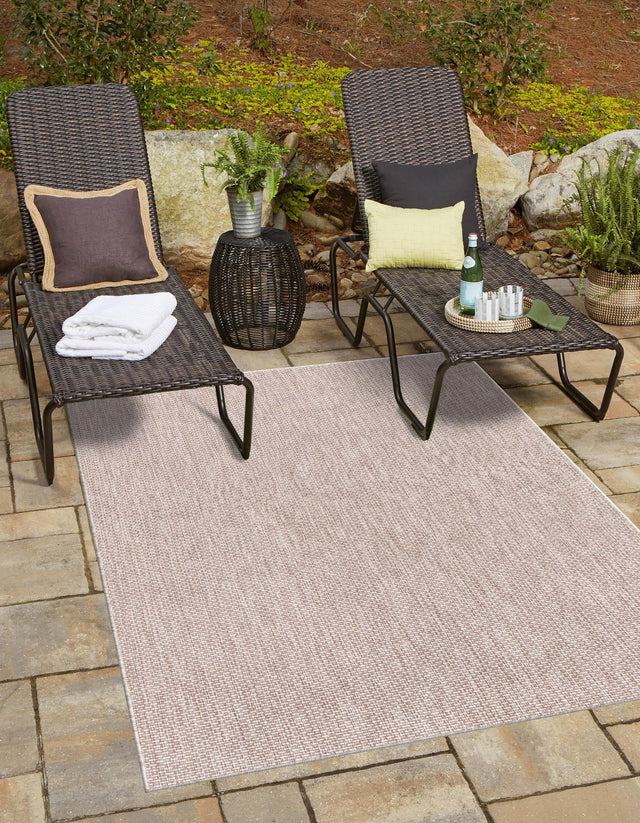 Beige 4' 1 x 6' 1 Outdoor Solid Rectangle Area Rug Weather Resistant for Patio, Deck, Terrace, Balcony, Porch Discounted Clearance Final Sale 100% Polypropylene Minimalist Waterproof Carpet for Sale at Rug Engine