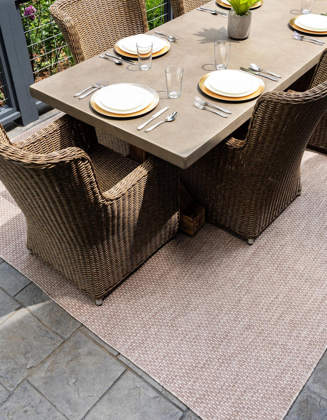 Beige 4' 1 x 6' 1 Outdoor Solid Rectangle Area Rug Weather Resistant for Patio, Deck, Terrace, Balcony, Porch Discounted Clearance Final Sale 100% Polypropylene Minimalist Waterproof Carpet for Sale at Rug Engine