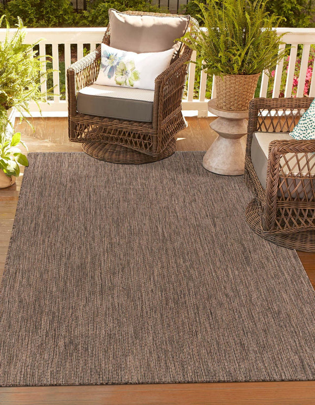 Light Brown 5' 3 x 8' Outdoor Solid Rectangle Area Rug Weather Resistant for Patio, Deck, Terrace, Balcony, Porch 100% Polypropylene Minimalist Waterproof Carpet for Sale at Rug Engine