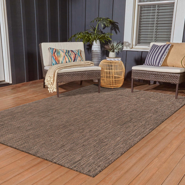 Light Brown 5' 3 x 7' 1 Outdoor Solid Rectangle Area Rug Weather Resistant for Patio, Deck, Terrace, Balcony, Porch 100% Polypropylene Minimalist Waterproof Carpet for Sale at Rug Engine