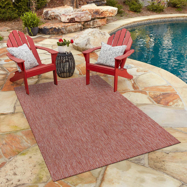 Rust Red 7' 10 x 11' Outdoor Solid Rectangle Area Rug Weather Resistant for Patio, Deck, Terrace, Balcony, Porch 100% Polypropylene Minimalist Waterproof Carpet for Sale at Rug Engine