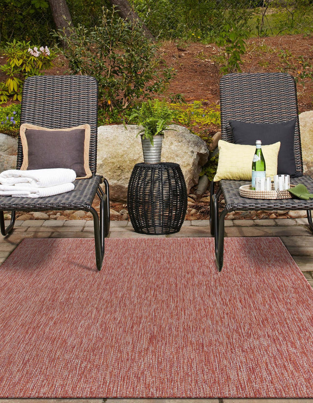 Rust Red 4' 1 x 6' 1 Outdoor Solid Rectangle Area Rug Weather Resistant for Patio, Deck, Terrace, Balcony, Porch 100% Polypropylene Minimalist Waterproof Carpet for Sale at Rug Engine