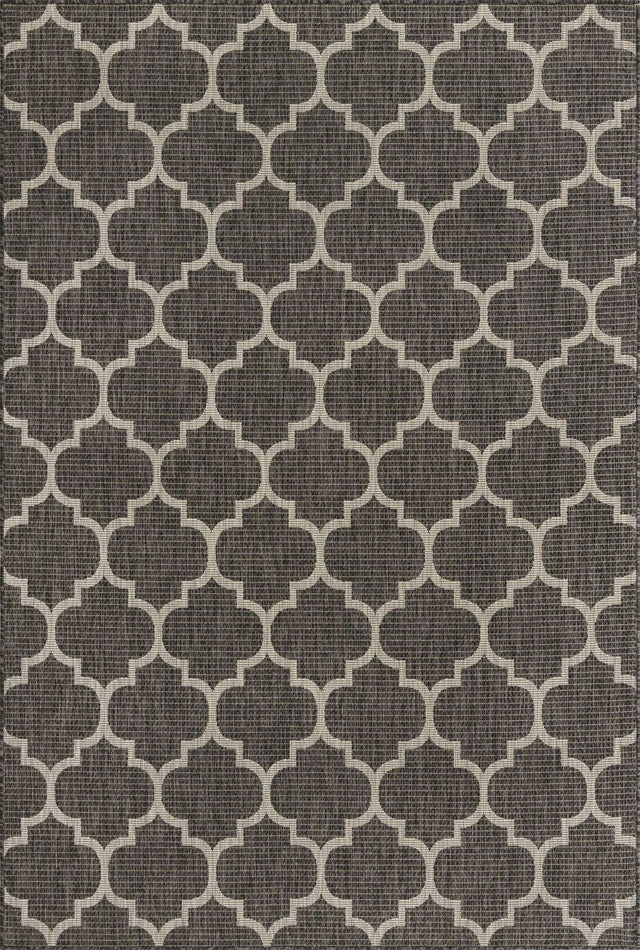 Black 6' 1 x 9' Outdoor Trellis Rectangle Area Rug Weather Resistant for Patio, Deck, Terrace, Balcony, Porch Geometric Design Water Safe Outside Carpet for Sale at Rug Engine