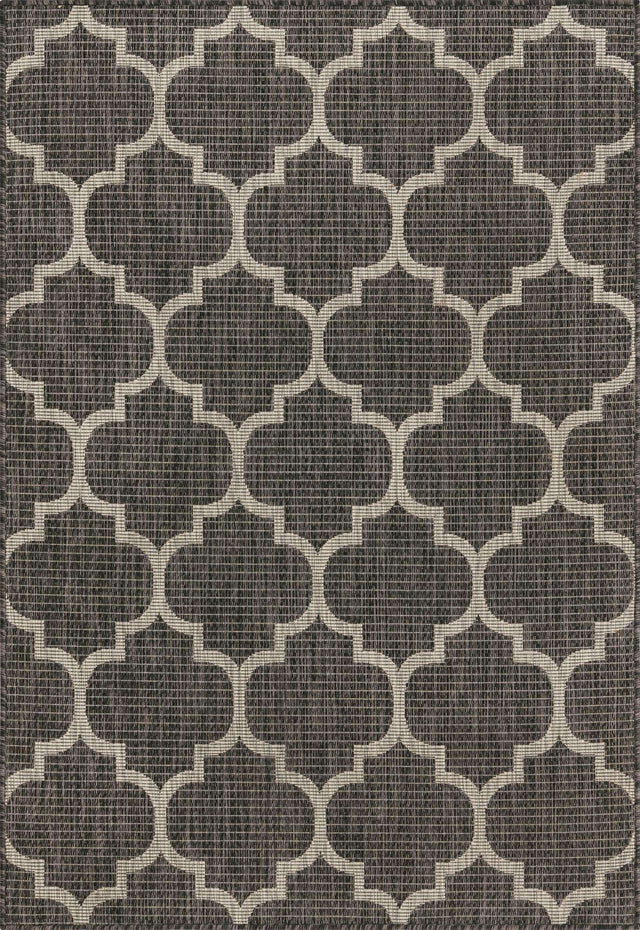 Black 4' 1 x 6' 1 Outdoor Trellis Rectangle Area Rug Weather Resistant for Patio, Deck, Terrace, Balcony, Porch Geometric Design Water Safe Outside Carpet for Sale at Rug Engine