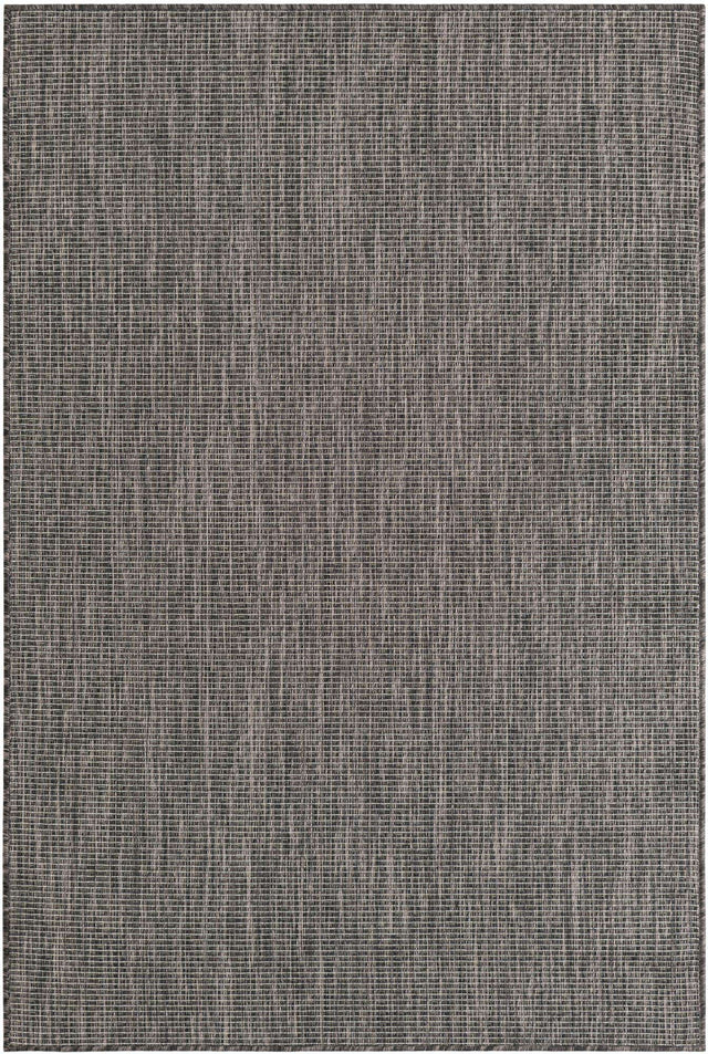 Black 4' 1 x 6' 1 Outdoor Solid Rectangle Area Rug Weather Resistant for Patio, Deck, Terrace, Balcony, Porch Discounted Clearance Final Sale 100% Polypropylene Minimalist Waterproof Carpet for Sale at Rug Engine