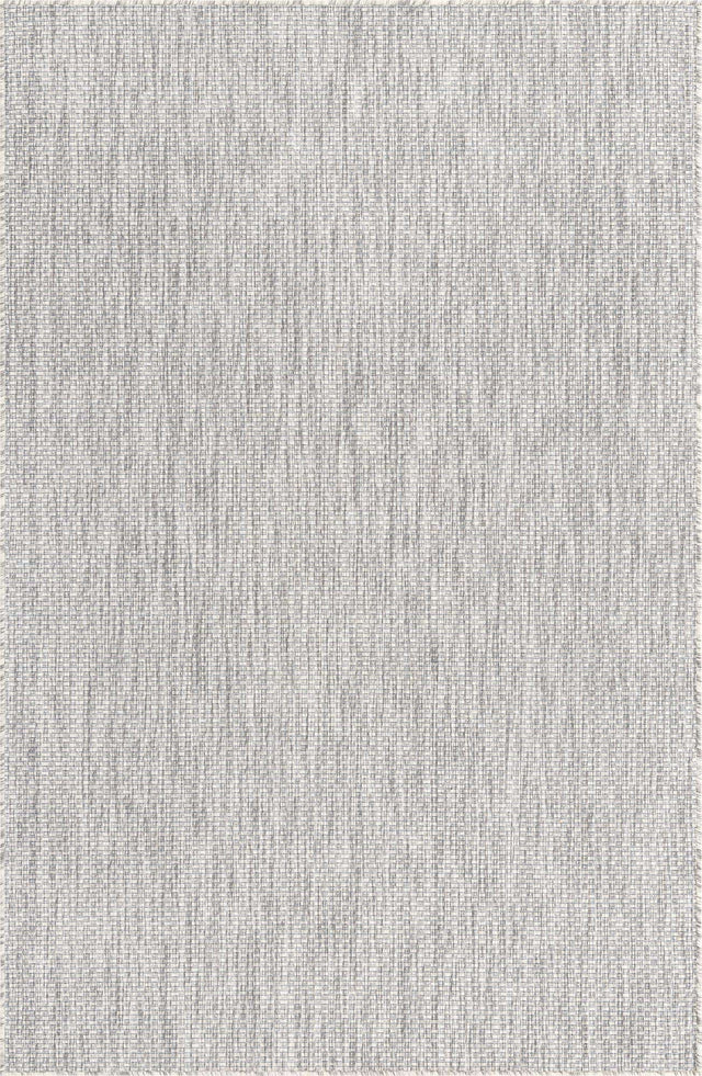 Light Gray 5' 3 x 8' Outdoor Solid Rectangle Area Rug Weather Resistant for Patio, Deck, Terrace, Balcony, Porch 100% Polypropylene Minimalist Waterproof Carpet for Sale at Rug Engine