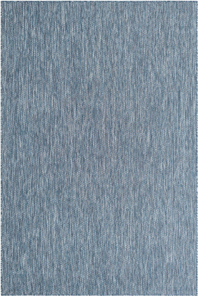 Blue 6' 1 x 9' Outdoor Solid Rectangle Area Rug Weather Resistant for Patio, Deck, Terrace, Balcony, Porch 100% Polypropylene Minimalist Waterproof Carpet for Sale at Rug Engine