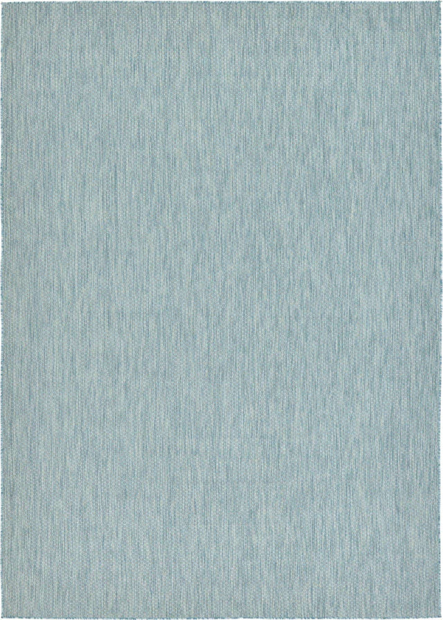 Aquamarine 7' 10 x 11' Outdoor Solid Rectangle Area Rug Weather Resistant for Patio, Deck, Terrace, Balcony, Porch 100% Polypropylene Minimalist Waterproof Carpet for Sale at Rug Engine