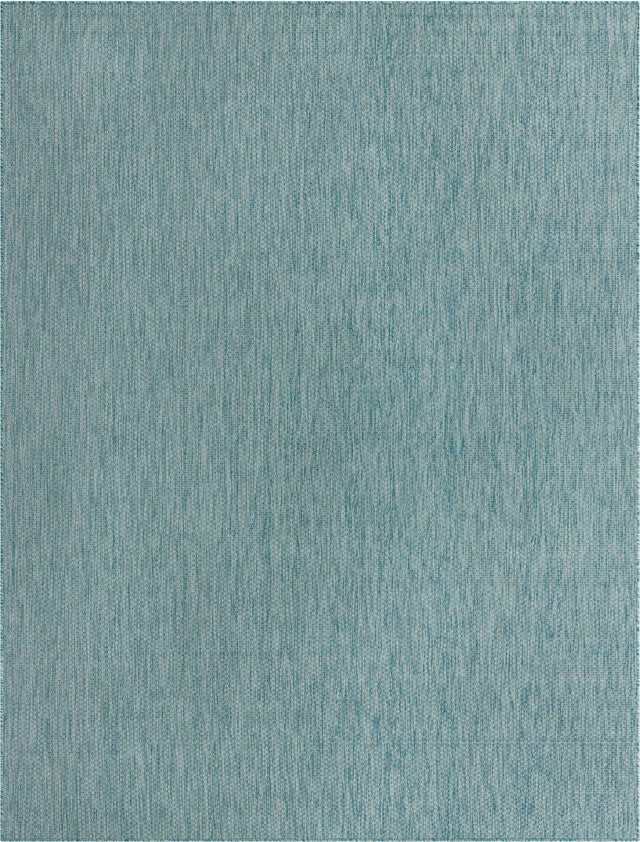 Aquamarine 9' x 12' Outdoor Solid Rectangle Area Rug Weather Resistant for Patio, Deck, Terrace, Balcony, Porch 100% Polypropylene Minimalist Waterproof Carpet for Sale at Rug Engine