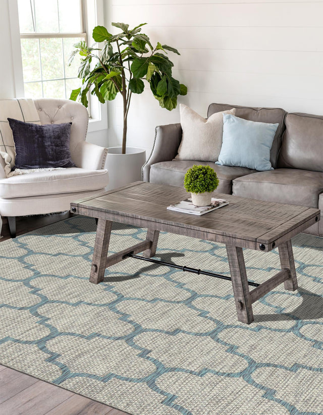 Gray 6' 1 x 9' Outdoor Trellis Rectangle Area Rug Weather Resistant for Patio, Deck, Terrace, Balcony, Porch Geometric Design Water Safe Outside Carpet for Sale at Rug Engine