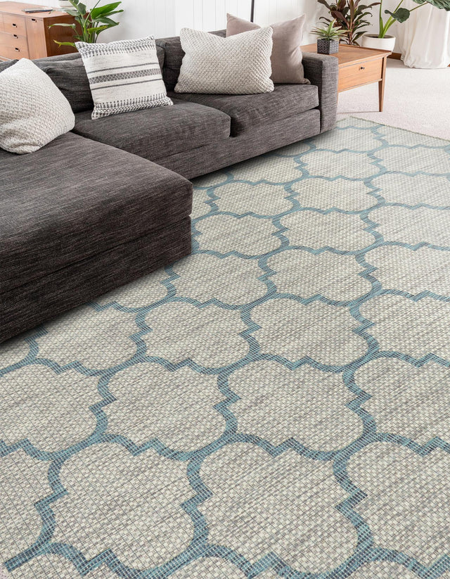 Gray 6' 1 x 9' Outdoor Trellis Rectangle Area Rug Weather Resistant for Patio, Deck, Terrace, Balcony, Porch Geometric Design Water Safe Outside Carpet for Sale at Rug Engine