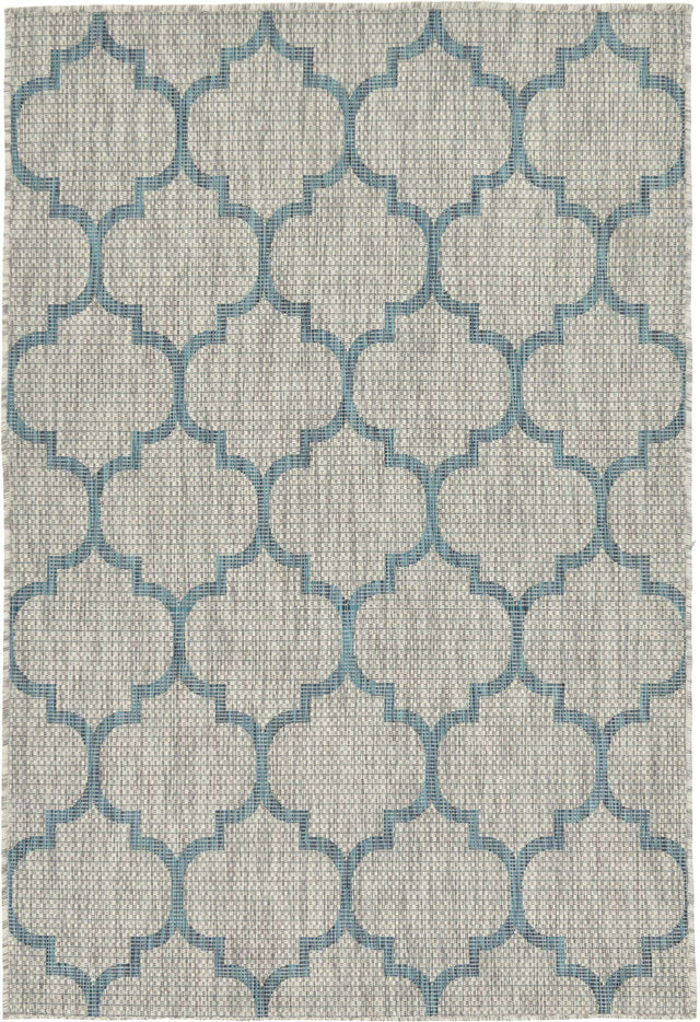 Gray 4' 1 x 6' 1 Outdoor Trellis Rectangle Area Rug Weather Resistant for Patio, Deck, Terrace, Balcony, Porch Geometric Design Water Safe Outside Carpet for Sale at Rug Engine