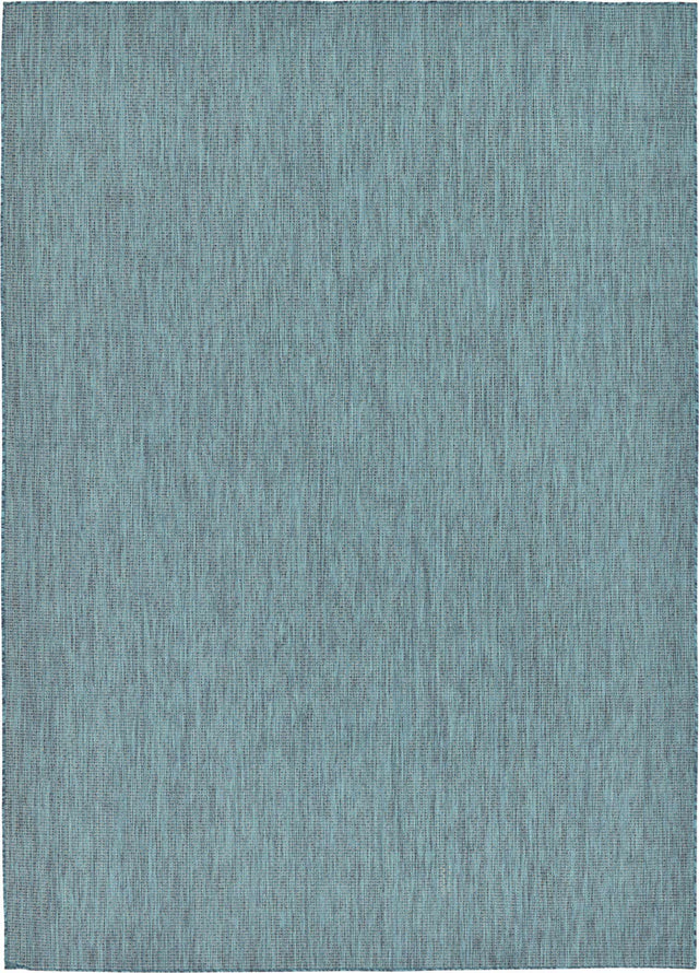 Teal 7' 10 x 11' Outdoor Solid Rectangle Area Rug Weather Resistant for Patio, Deck, Terrace, Balcony, Porch 100% Polypropylene Minimalist Waterproof Carpet for Sale at Rug Engine