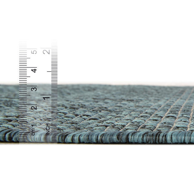 Teal 4' 1 x 6' 1 Outdoor Solid Rectangle Area Rug Weather Resistant for Patio, Deck, Terrace, Balcony, Porch 100% Polypropylene Minimalist Waterproof Carpet for Sale at Rug Engine