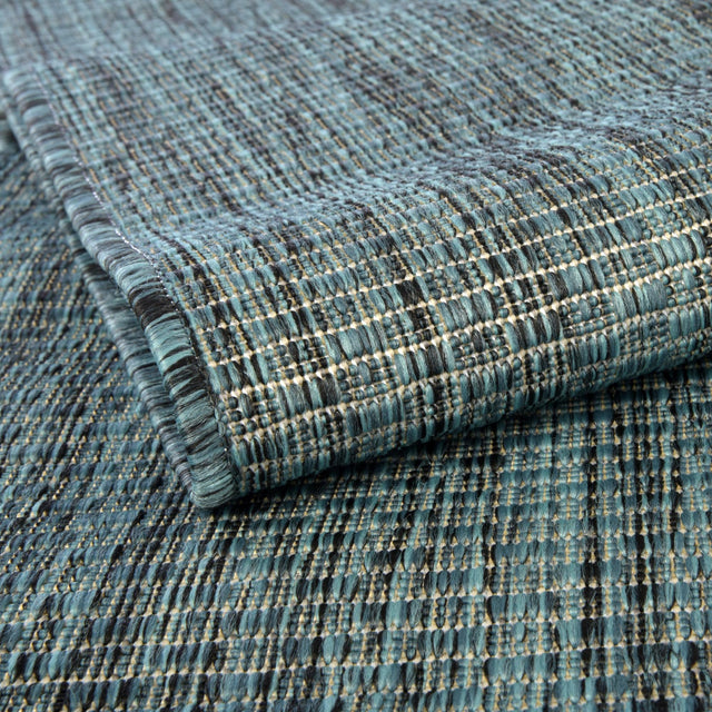 Teal 5' 3 x 8' Outdoor Solid Rectangle Area Rug Weather Resistant for Patio, Deck, Terrace, Balcony, Porch 100% Polypropylene Minimalist Waterproof Carpet for Sale at Rug Engine