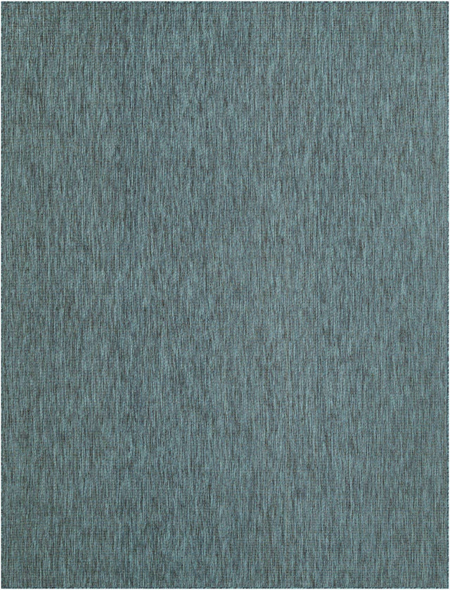 Teal 9' x 12' Outdoor Solid Rectangle Area Rug Weather Resistant for Patio, Deck, Terrace, Balcony, Porch 100% Polypropylene Minimalist Waterproof Carpet for Sale at Rug Engine