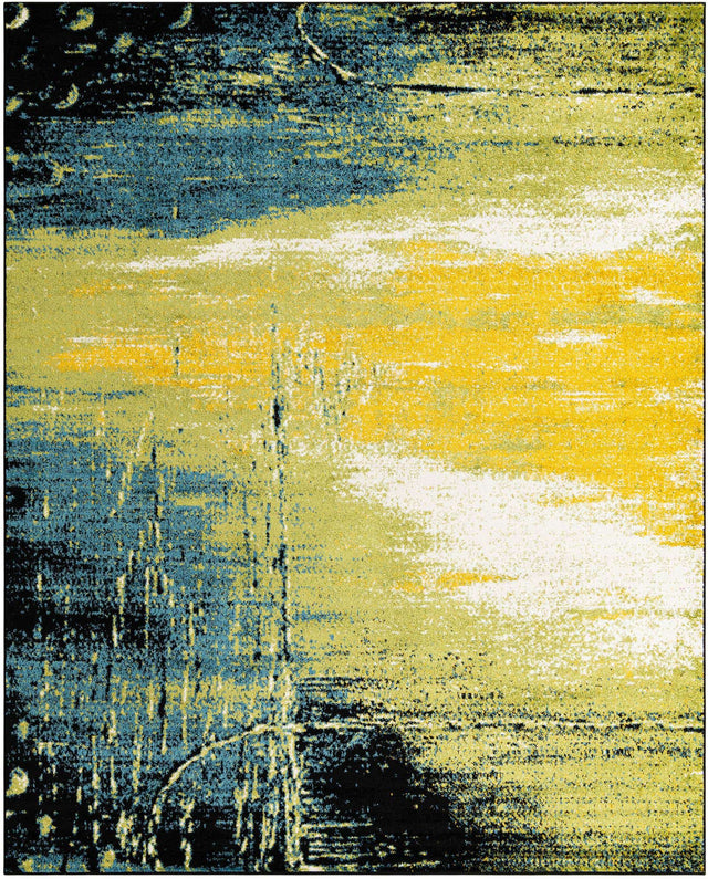 Light Green 8' x 10' Lyon Rectangle Area Rug Vivid Colorful Abstract Modern 100% Polypropylene Carpet for Living Room, Dining, Office for Sale at Rug Engine