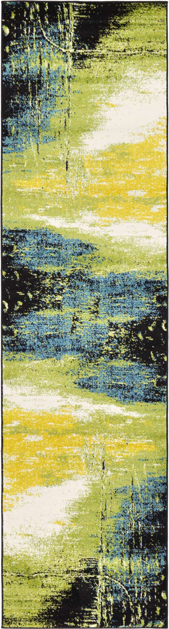 Light Green 2' 7 x 10' Lyon Runner Area Rug Vivid Colorful Abstract Modern 100% Polypropylene Carpet for Living Room, Dining, Office for Sale at Rug Engine