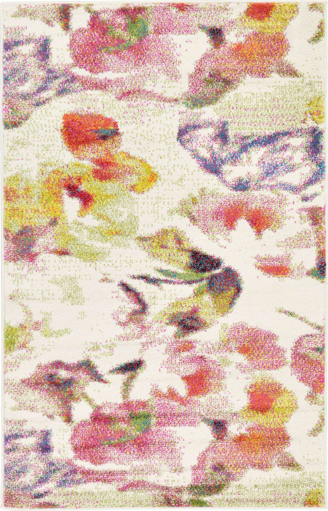 Ivory 3' 3 x 5' 3 Lyon Rectangle Area Rug Vivid Colorful Abstract Modern 100% Polypropylene Carpet for Living Room, Dining, Office for Sale at Rug Engine