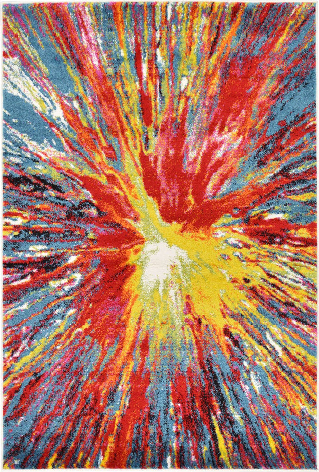Multicolor 4' 1 x 6' 1 Lyon Rectangle Area Rug Vivid Colorful Abstract Modern 100% Polypropylene Carpet for Living Room, Dining, Office for Sale at Rug Engine