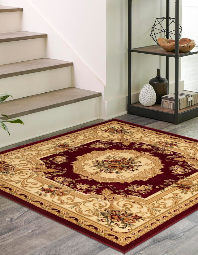 Red 3' 1 x 3' 1 Versailles Square Area Rug