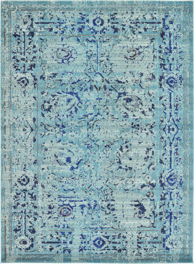Light Blue 8' x 11' Medici Rectangle Area Rug 100% Polypropylene Traditional Vintage Classic Carpet for Home Interior Design Decor for Sale at Rug Engine