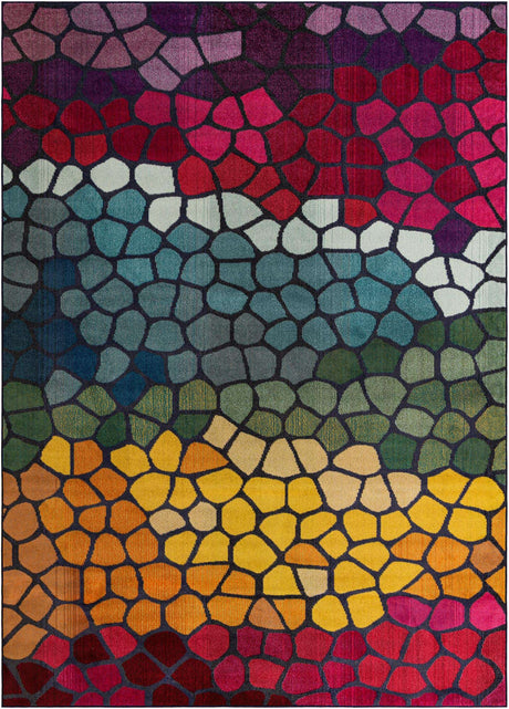 Multicolor 8' x 11' Estrella Rectangle Area Rug 100% Polypropylene Non-Shedding Stain Resistant Carpet Colorful Modern Abstract Design Easy Clean for Home Decor for Sale at Rug Engine
