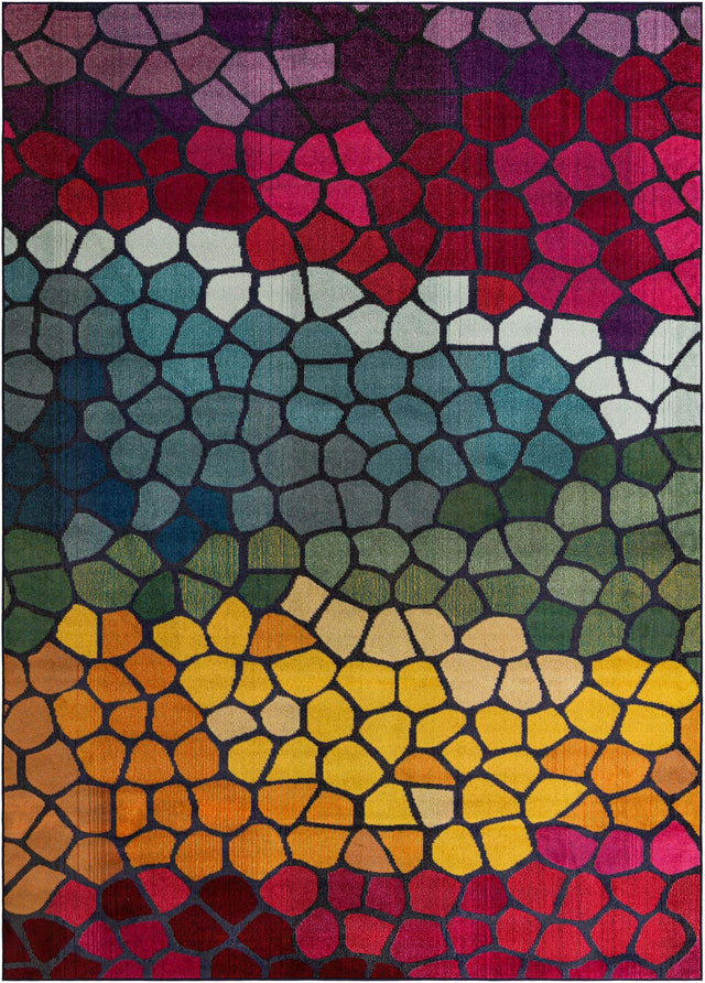 Multicolor 8' x 11' Estrella Rectangle Area Rug 100% Polypropylene Non-Shedding Stain Resistant Carpet Colorful Modern Abstract Design Easy Clean for Home Decor for Sale at Rug Engine
