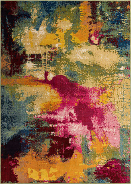 Multicolor 8' x 11' Estrella Rectangle Area Rug 100% Polypropylene Non-Shedding Stain Resistant Carpet Colorful Modern Abstract Design Easy Clean for Home Decor for Sale at Rug Engine