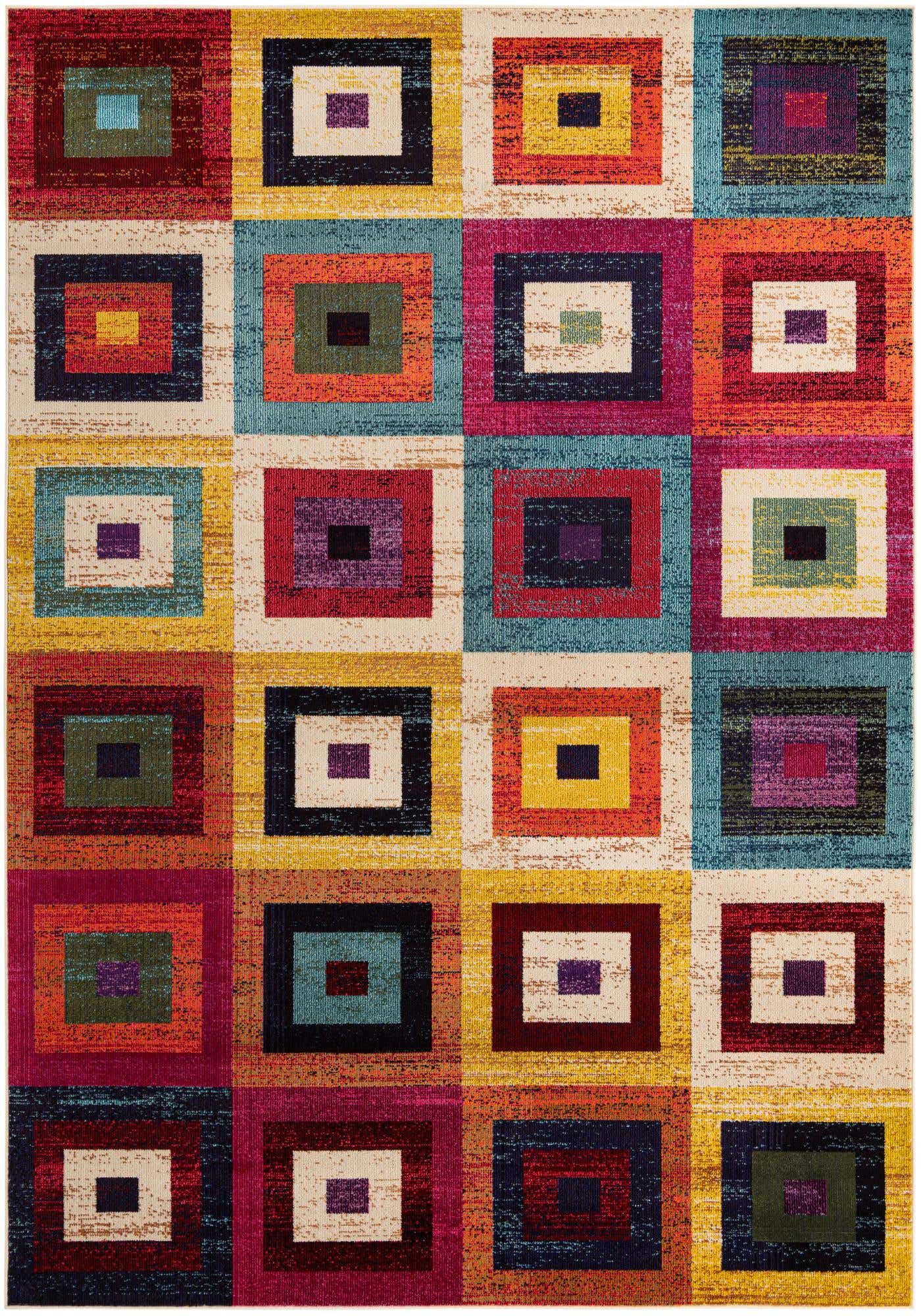 Multicolor 8' x 11' Estrella Rectangle Area Rug 100% Polypropylene Non-Shedding Stain Resistant Carpet Colorful Modern Abstract Design Easy Clean for Home Decor for Sale at Rug Engine