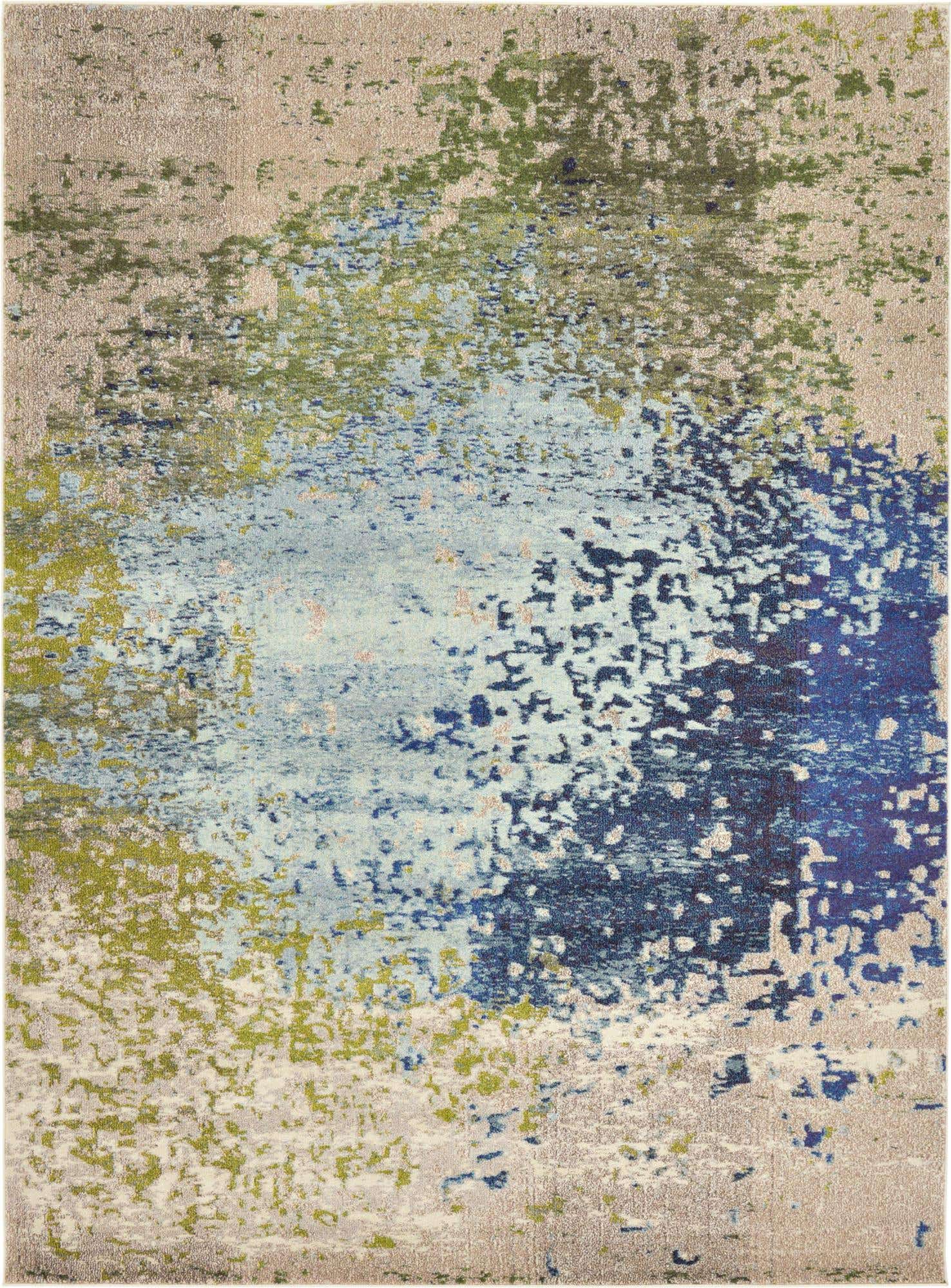 Blue 8' x 11' Estrella Rectangle Area Rug 100% Polypropylene Non-Shedding Stain Resistant Carpet Colorful Modern Abstract Design Easy Clean for Home Decor for Sale at Rug Engine