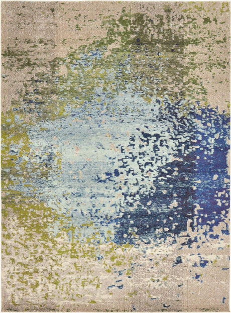 Blue 8' x 11' Estrella Rectangle Area Rug 100% Polypropylene Non-Shedding Stain Resistant Carpet Colorful Modern Abstract Design Easy Clean for Home Decor for Sale at Rug Engine