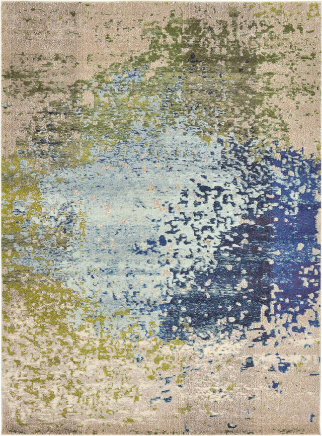 Blue 8' x 11' Estrella Rectangle Area Rug 100% Polypropylene Non-Shedding Stain Resistant Carpet Colorful Modern Abstract Design Easy Clean for Home Decor for Sale at Rug Engine