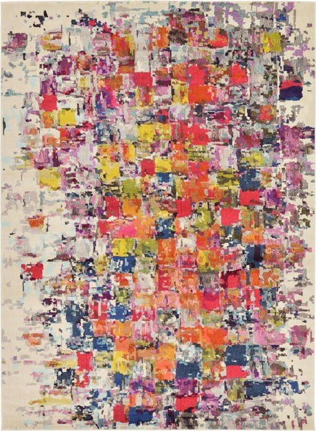 Multicolor 8' x 11' Estrella Rectangle Area Rug 100% Polypropylene Non-Shedding Stain Resistant Carpet Colorful Modern Abstract Design Easy Clean for Home Decor for Sale at Rug Engine