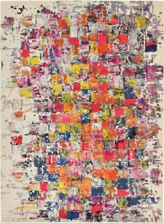 Multicolor 8' x 11' Estrella Rectangle Area Rug 100% Polypropylene Non-Shedding Stain Resistant Carpet Colorful Modern Abstract Design Easy Clean for Home Decor for Sale at Rug Engine