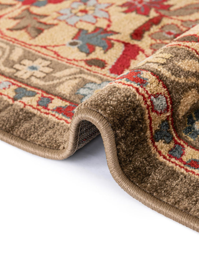 Light Brown 8' x 8' Edinburgh Round Area Rug 100% Polypropylene Easy Clean With Cotton Backing Traditional Classic Design Carpet for Living, Dining Room, Office for Sale at Rug Engine