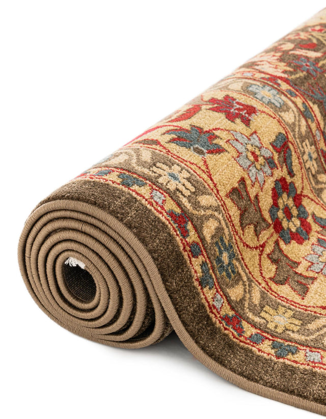 Light Brown 8' x 8' Edinburgh Round Area Rug 100% Polypropylene Easy Clean With Cotton Backing Traditional Classic Design Carpet for Living, Dining Room, Office for Sale at Rug Engine