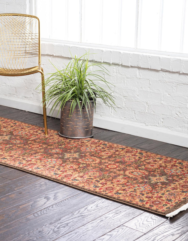 Light Brown 2' 7 x 10' Edinburgh Runner Area Rug 100% Polypropylene Easy Clean With Cotton Backing Traditional Classic Design Carpet for Living, Dining Room, Office for Sale at Rug Engine