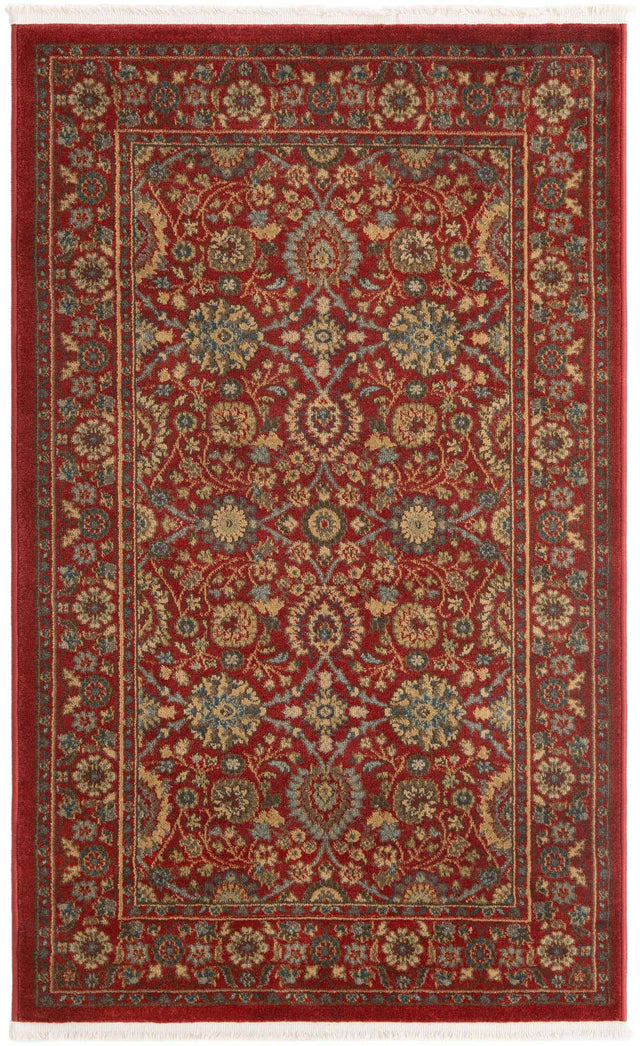 Red 3' 1 x 5' 3 Edinburgh Rectangle Area Rug 100% Polypropylene Easy Clean With Cotton Backing Traditional Classic Design Carpet for Living, Dining Room, Office for Sale at Rug Engine